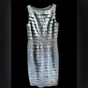 Adrianna Papell Special Occasion Ruffle Tier Dress Grey Green Size 4